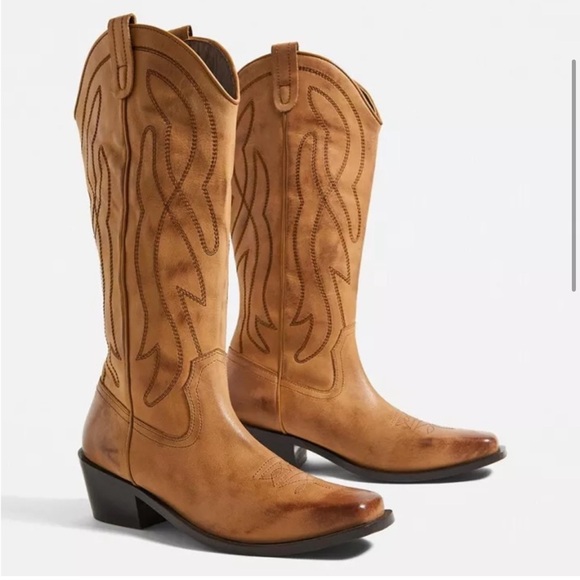 NIB UO Cassidy Western Tan Leather Boot - Picture 3 of 11